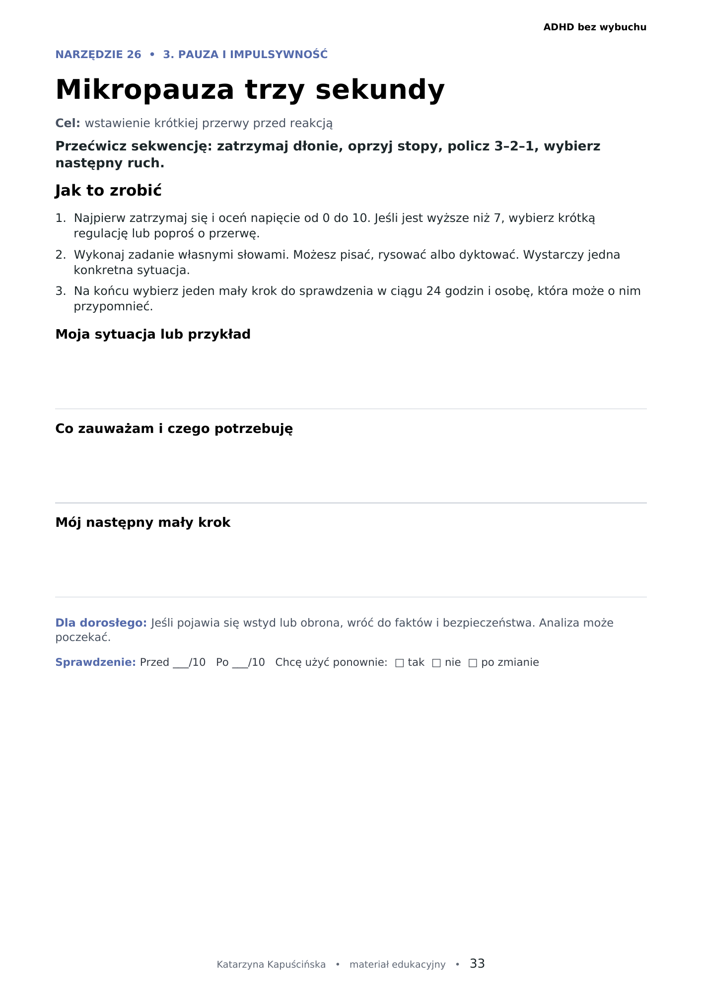 Karta Mikropauza trzy sekundy